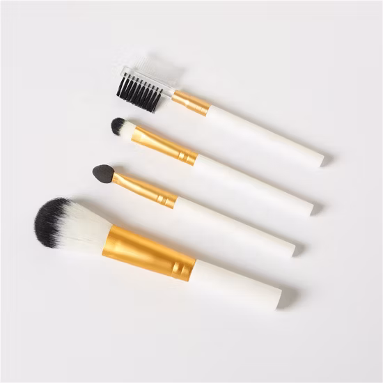 프로모션 전문 맞춤 로고 4개 OEM 무료 샘플 개인화된 비건 고급 합성 대나무 나무 흰색 메이크업 브러쉬 세트