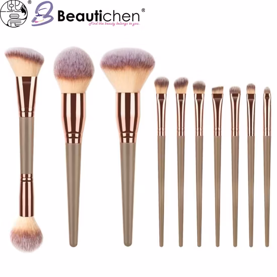 뷰티첸 10개입 로즈 골드 & 퍼플 그라데이션 메이크업 브러쉬 세트