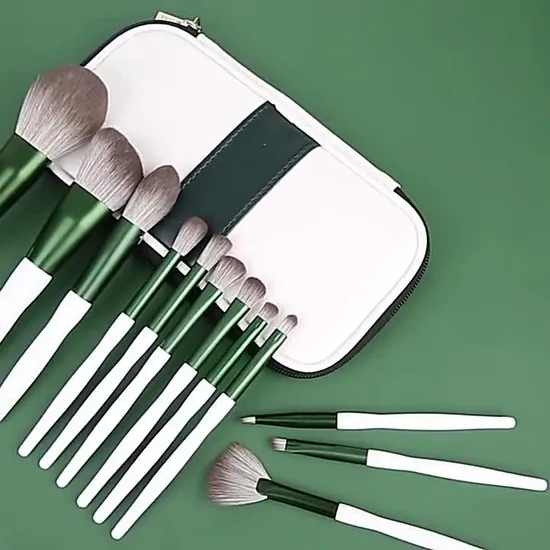 공장 도매 12개 개인 맞춤형 합성모 나무 손잡이 메이크업 브러시 세트